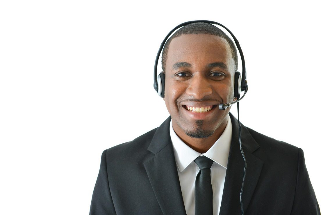 Male Virtual receptionist on a headset