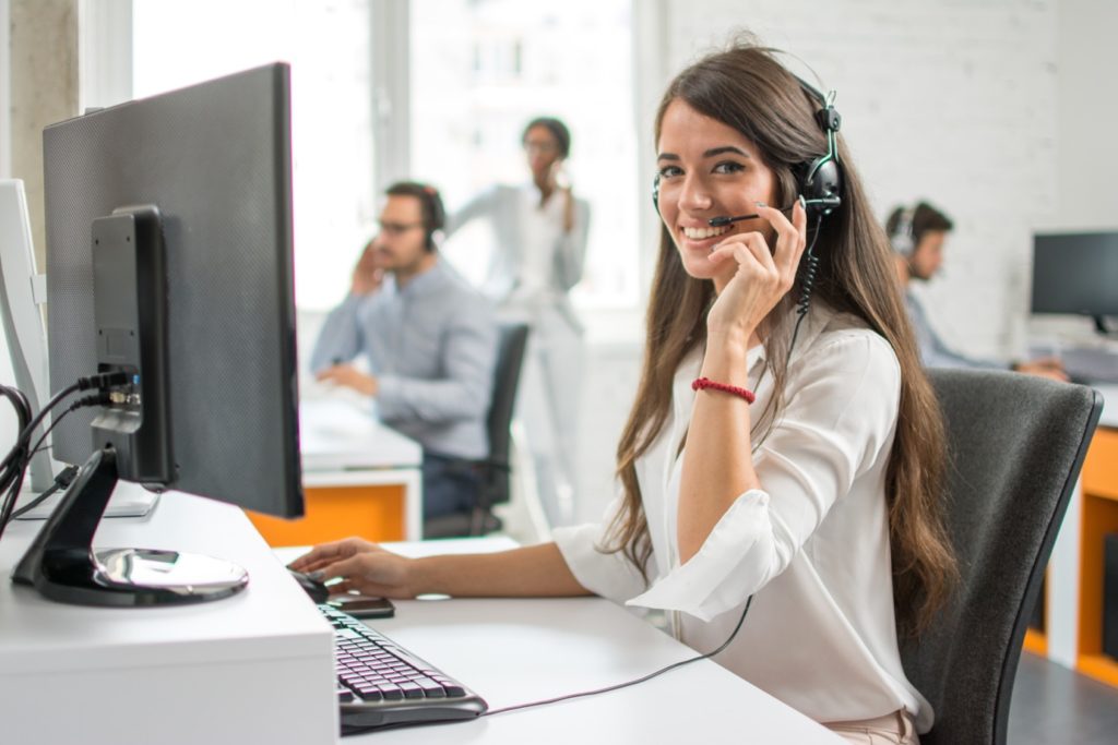 female customer services agent with headset