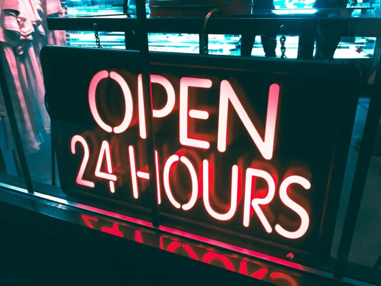 Image of an open 24 hours sign, which is possible when you choose the best small business answering service by Always Answer