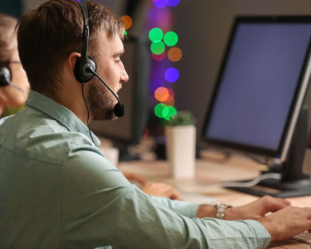 call center agent in casual attire